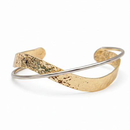 Bracelete Dual Moderno Banhado A Ouro