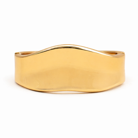 Bracelete Feminino Fluido Polido Fecho Mola Banhado a Ouro