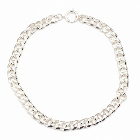 Colar Corrente Elos Larga Banhado Em Prata 925