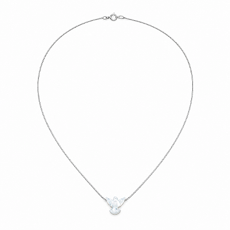 Colar Pomba Espirito Santo Madreperola Prata Maciça 925