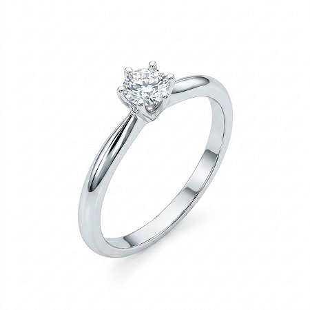 Anel Moissanite Solitário Delicado 4.0mm Prata 925 Maciça