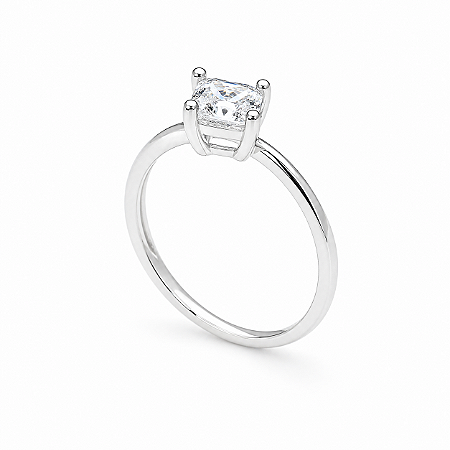 Anel Moissanite Carre Quadrado 5.0mm Prata 925 Maciça