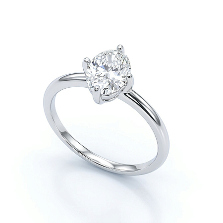 Anel Moissanite Oval Solitário 6x8mm Prata 925 Maciça