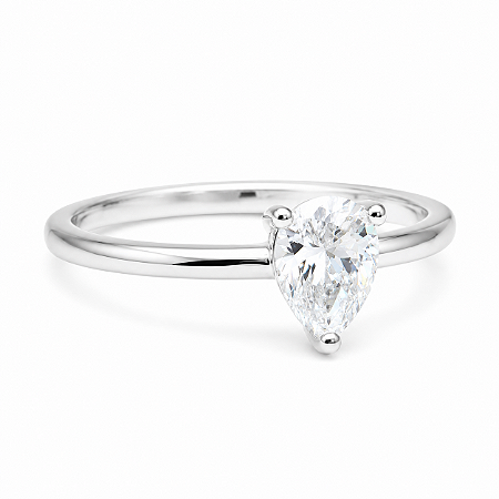 Anel Moissanite Gota Solitário 5x7mm Prata 925 Maciça
