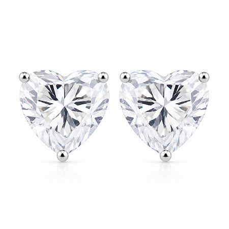 Brinco Ponto De Luz Coração Moissanite 10x10mm 4.0mm Prata 925 Com Certificado GRA