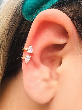 Piercing Fake Orelha Branco Cartilagem Folheado Ouro Par - Shelook  Semijoias - As melhores Semijoias