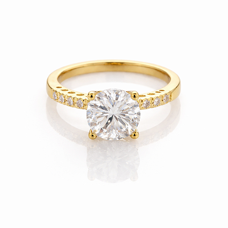 Anel Noivado Debutante Aro Cravejado Banhado a Ouro Luxo