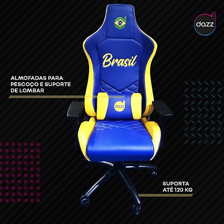 Cadeira Gamer Nations Brasil Azul Amarela Dazz 62000064
