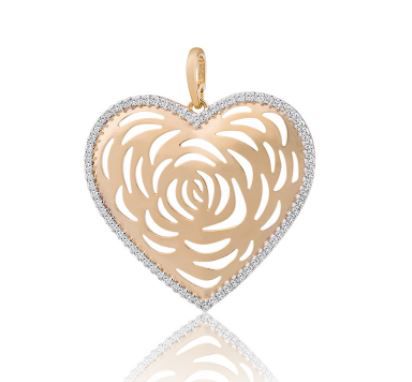 Pingente dourado coração grande com zircônias