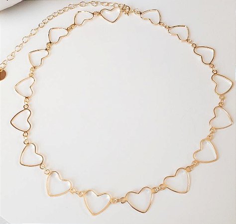 Choker corações dourados