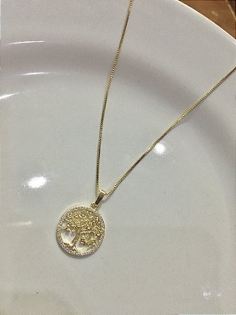 CORDÃO ÁRVORE DA VIDA COM ZIRCÔNIA
