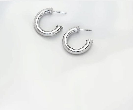 Argola Tubo P Ródio Branco