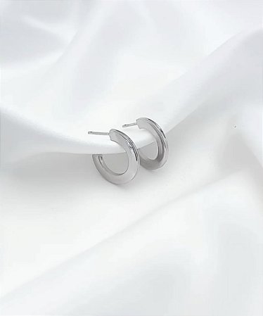 Brinco Argola Achatada P Ródio