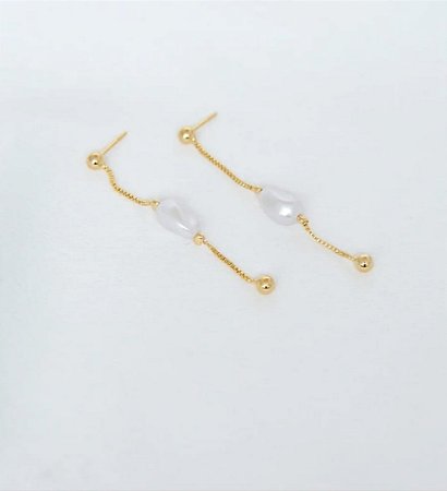 Brinco Fio 5cm Pérola oval