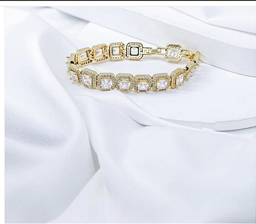 Pulseira Quadrados Cravejados