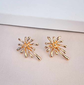 Brinco Flor Moderno Banhado a Ouro