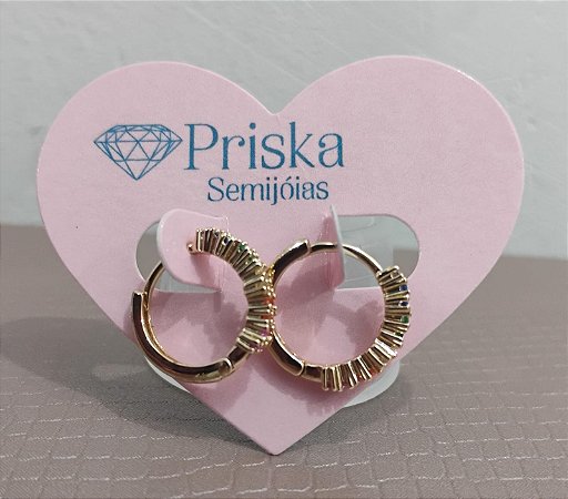 Argola Pequena Pedrinhas Coloridas