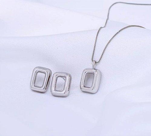 Conjunto Quadrado Ródio branco