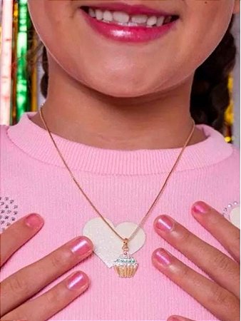 Cordão infantil Cupcake dourado