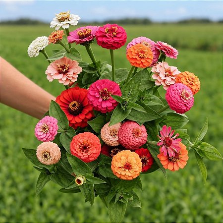 Zinnia Tutti Frutti Sortido: 15 Sementes (Zinia)