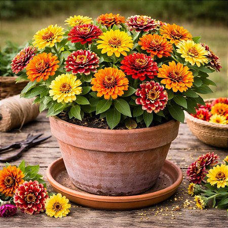Zinnia Persa Anã Sortida: 15 Sementes