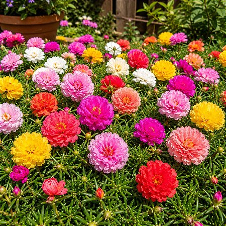 Onze Horas Dobrada Sortida - Portulaca grandiflora - 100 Sementes