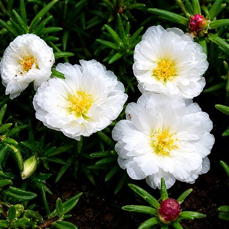 Onze Horas Dobrada Branca - Portulaca grandiflora - 100 Sementes