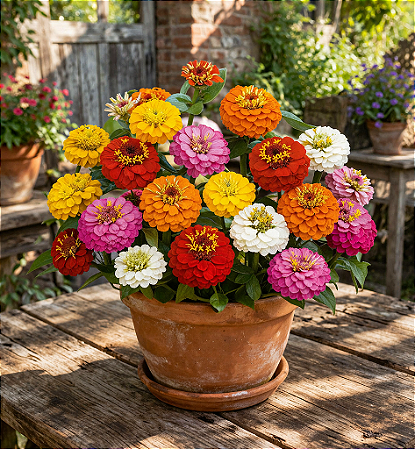 Zinnia Lilliput Sortido: 15 Sementes (Zinia)