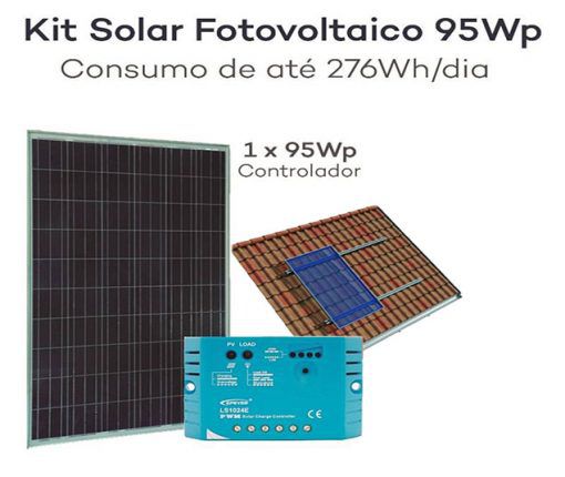 Kit Energia Solar Fotovoltaica 95Wp – até 276Whdia