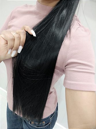 Cabelo Liso Perfeito C/ Fio De Silicone E aplique tic tac em Fibra Organica c/ 70 cm