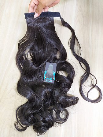 Aplique Rabo De Cavalo Com Faixa de velcro camuflada com cabelo p/ finalização de penteados
