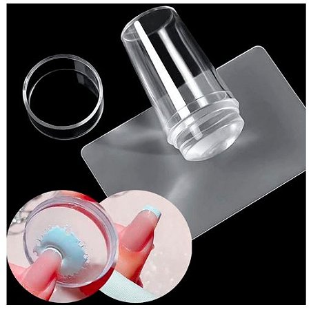 Carimbo p/ fazer francesinha nas unhas com almofada de silicone