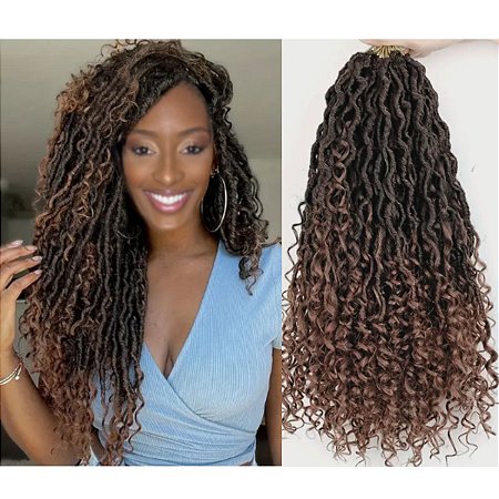 Cabelo Lady Faux Locs para Crochet Braid Twist Torcido com pontas onduladas