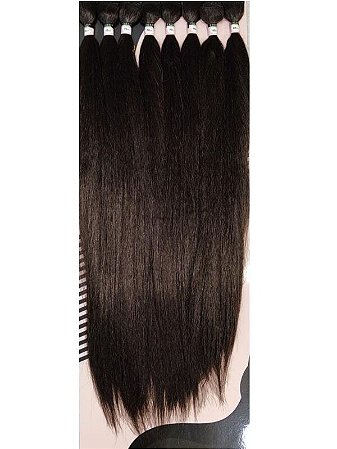 Cabelo Fibra Sintética Modelo Natural Yaki cor castanho 4# Para Entrelaçamento ou confecção de perucas