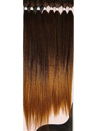 Cabelo Fibra Sintética Modelo Natural Yaki cor Ombre Pontas Mel 1B/30# Para Entrelaçamento ou confecção de perucas