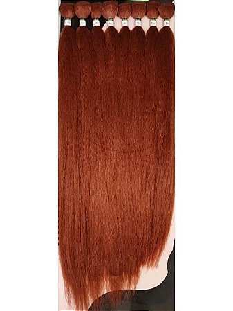 Cabelo Fibra Sintética Modelo Natural Yaki cor Ferrugem 350# Para Entrelaçamento ou confecção de perucas