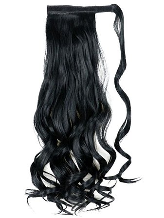 Rabo de Cavalo com amarrador para finalização de penteados ondulado Preto 1#
