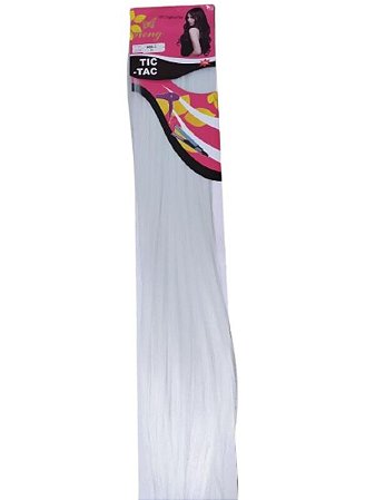 Aplique tic tac para extensão de cabelos mega hair cor Branco liso