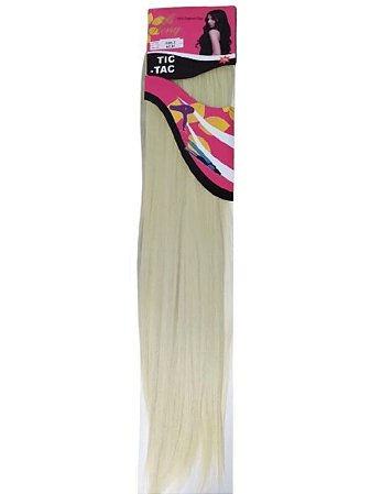 Aplique tic tac para extensão de cabelos mega hair cor loiro liso