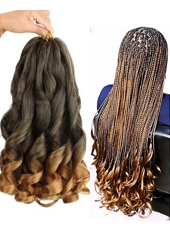 Cabelo French Braid para aplicação croche 400g com pontas cacheadas 1/27
