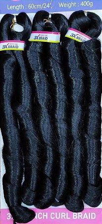 Cabelo French Braid pontas onduladas para tranças box braid 400g cor Preto 1#