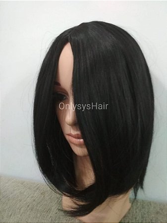 Peruca Chanel C/ Repartição Fixa no Meio cor Preta