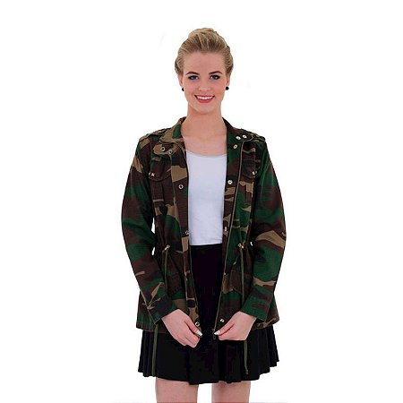 Jaqueta Feminina Alícia Camuflada Woodland Treme Terra
