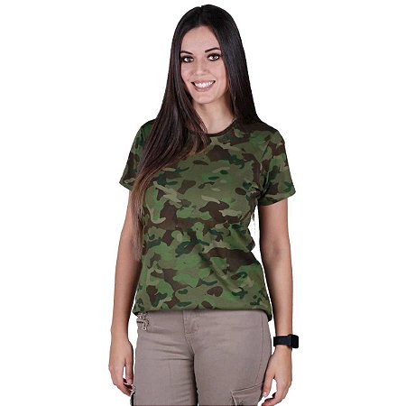 Camiseta Feminina Soldier Camuflada Tropic Bélica