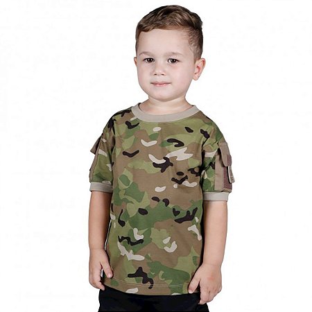 Camiseta Infantil Ranger Kids Camuflada Multicam Bélica