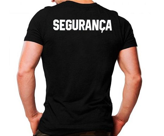 Camiseta Militar Estampada Segurança Preta Escrita Branca - Atack