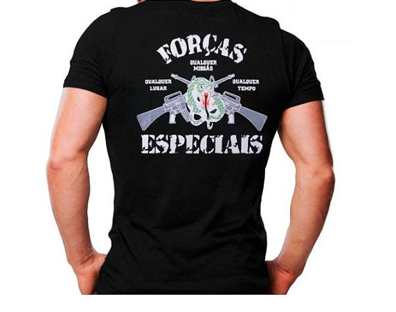 Camiseta Militar Estampada Forças Especiais Preta - Atack