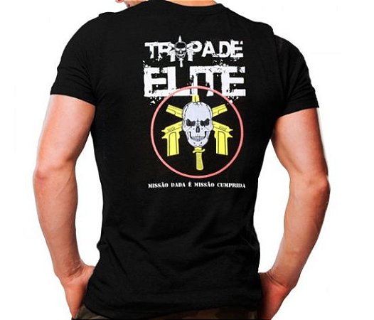 Camiseta Militar Estampada Tropa De Elite Preta - Atack