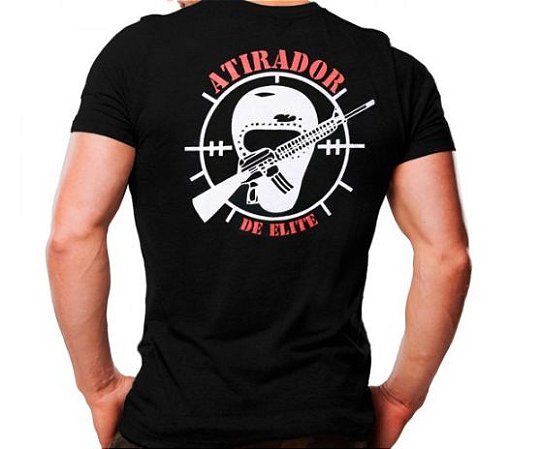 Camiseta Militar Estampada Atirador De Elite Preta - Atack