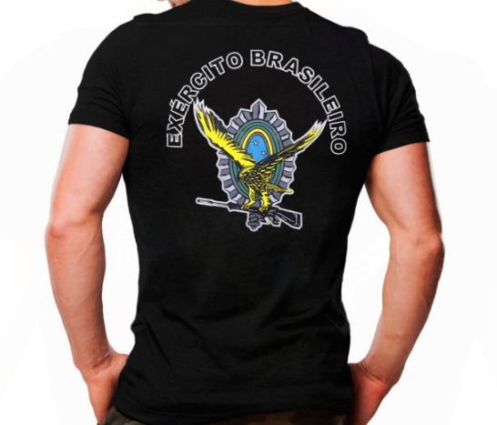 Camiseta Militar Estampada EB Brasão Águia Preta - Atack